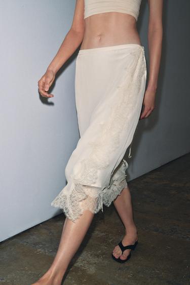 JUPE PARÉO EN DENTELLE ZW COLLECTION - Blanc cassé de Zara - Image 3