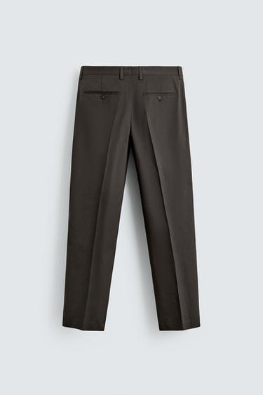 REGULAR FIT COTTON BLEND SUIT TROUSERS - Brown by Zara - Image 5