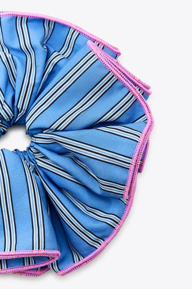 MAXI CHOUCHOU RAYURES CONTRASTE - Bleu de Zara - Image 2