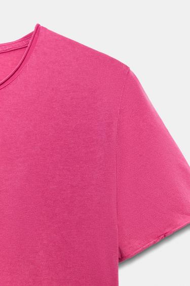 WASHED SHORT SLEEVE T-SHIRT - Fuchsia by Zara - Image 5