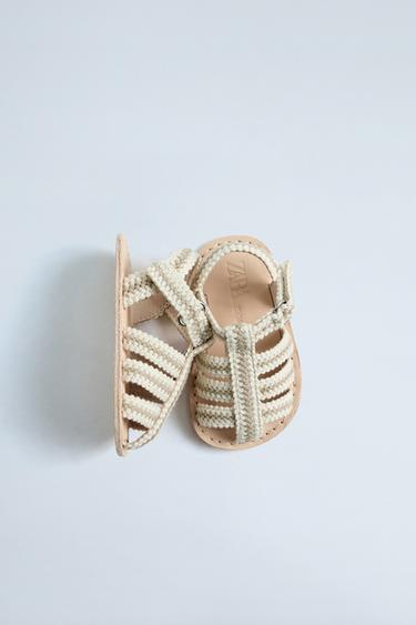 SOFT COTTON CAGE SANDALS - Ecru White by Zara