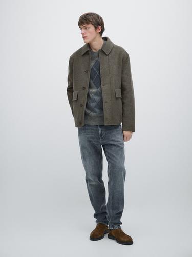 Manteau court en laine mélangée - Écaille de Zara - Image 0