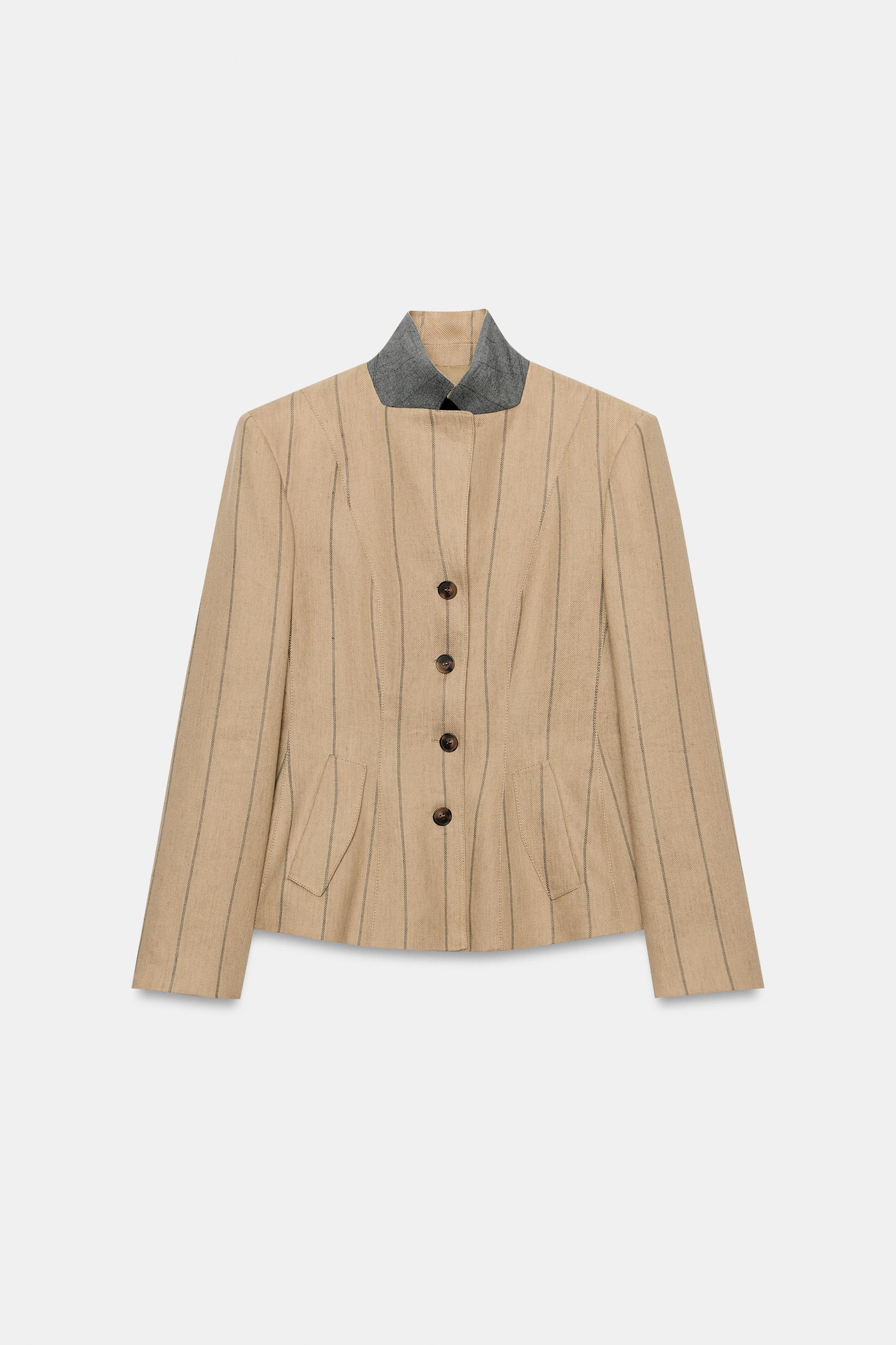ZW COLLECTION STRIPED LINEN BLEND BLAZER