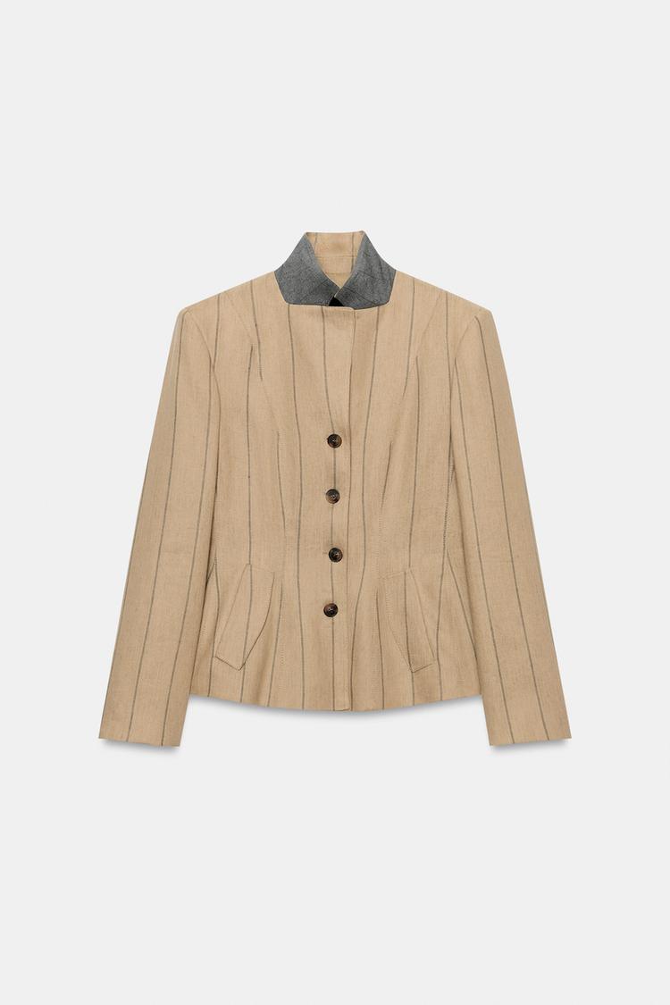 Blazer a rayas con lino colección ZW 8