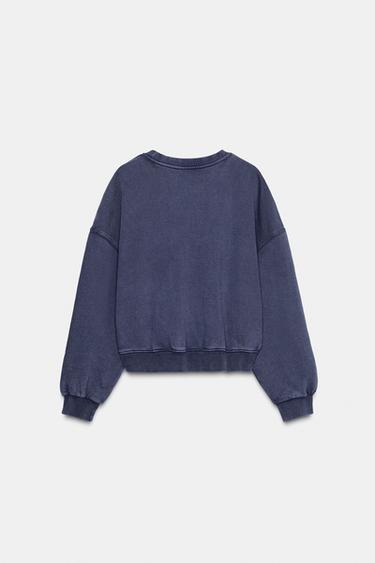 FADED SWEATSHIRT WITH STUDS - Blue by Zara - Image 6