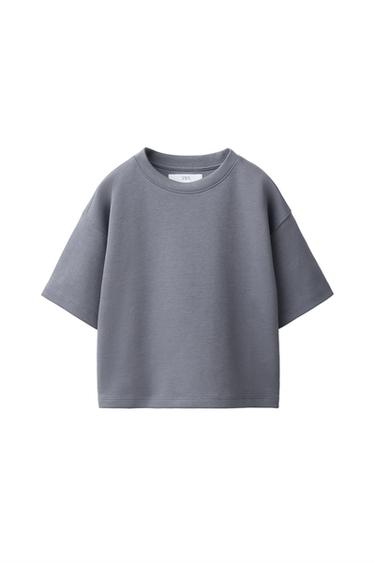 Zara INTERLOCK PLAIN T-SHIRT - Blue