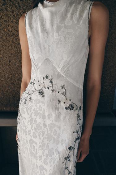 SEQUIN AND BEAD JACQUARD DRESS - ecru-white by Zara