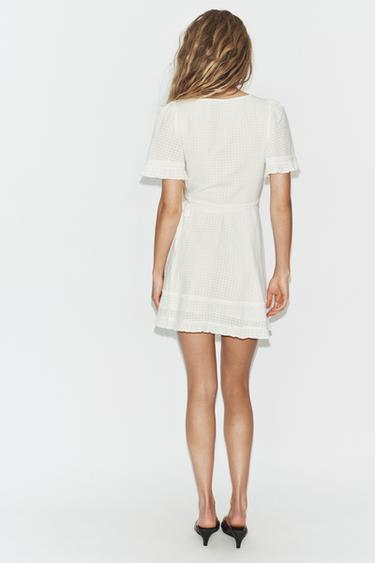 STRUCTURED WRAP MINI DRESS - Oyster-white by Zara - Image 3
