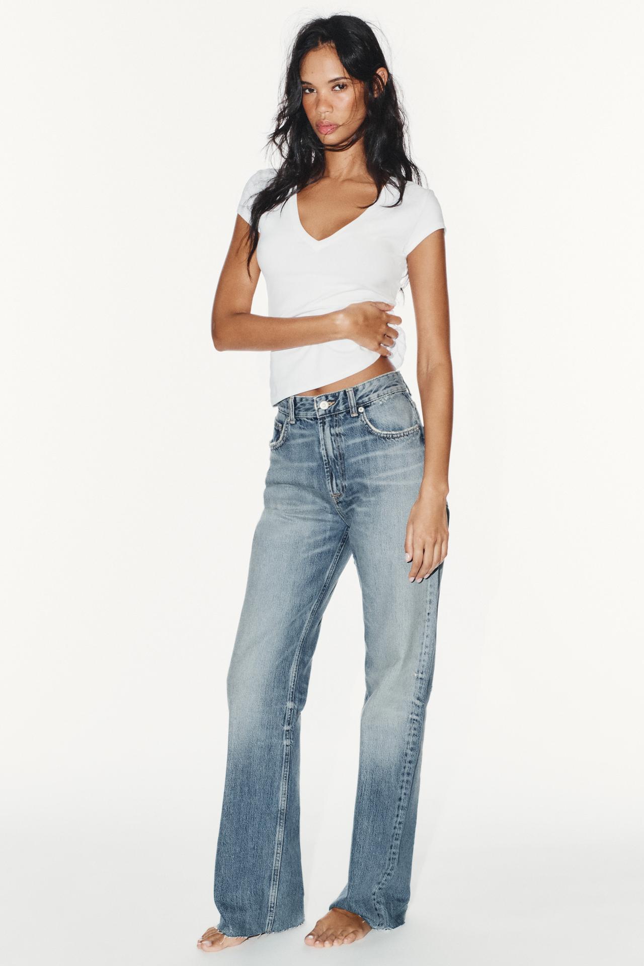 TRF HIGH-RISE WIDE-LEG JEANS — Light blue