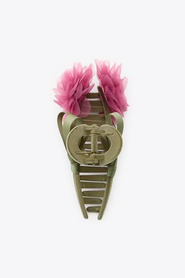 Zara ORGANZA FLOWER HAIR CLIP - Pink