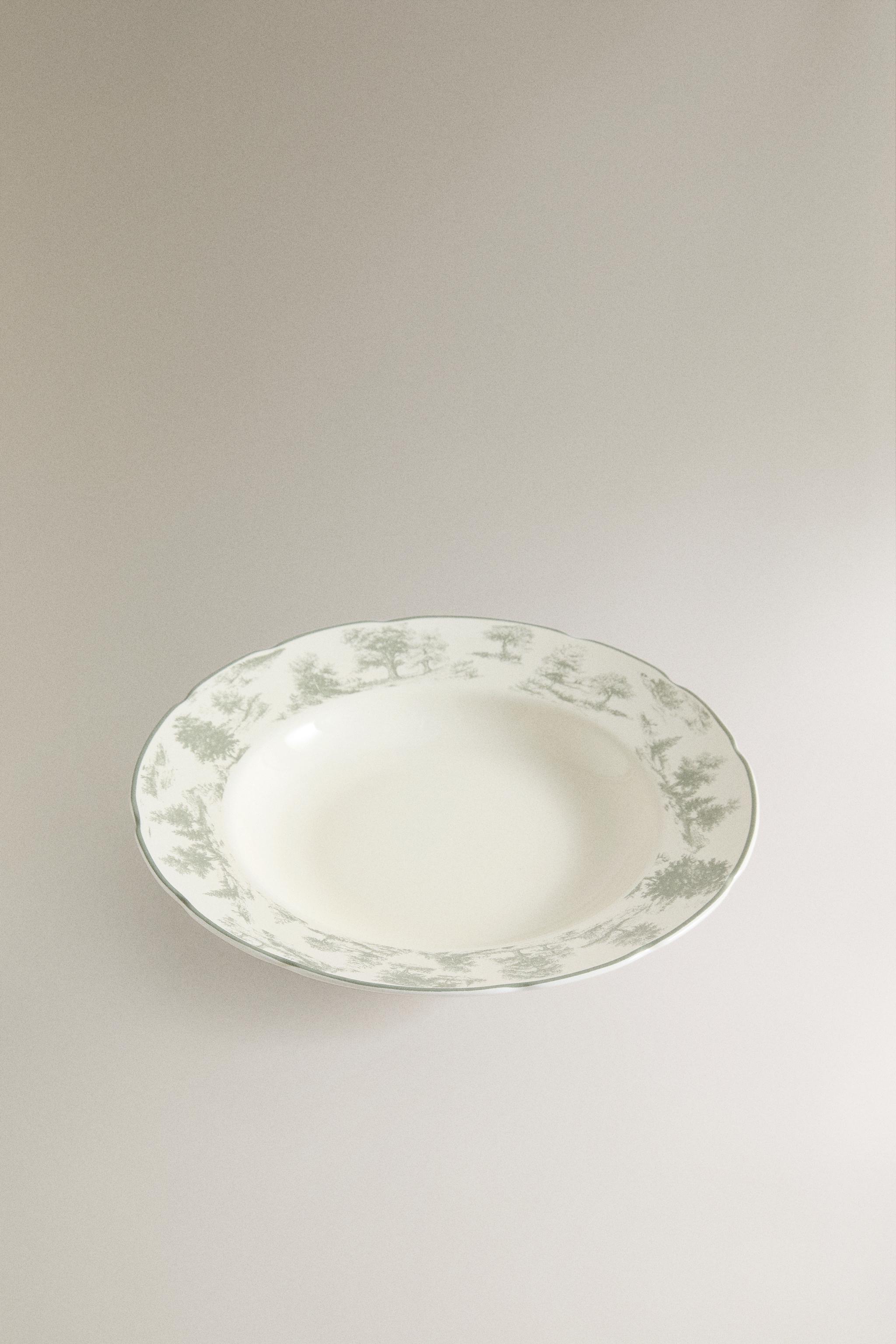 TOILE PORCELAIN SOUP PLATE — Grey
