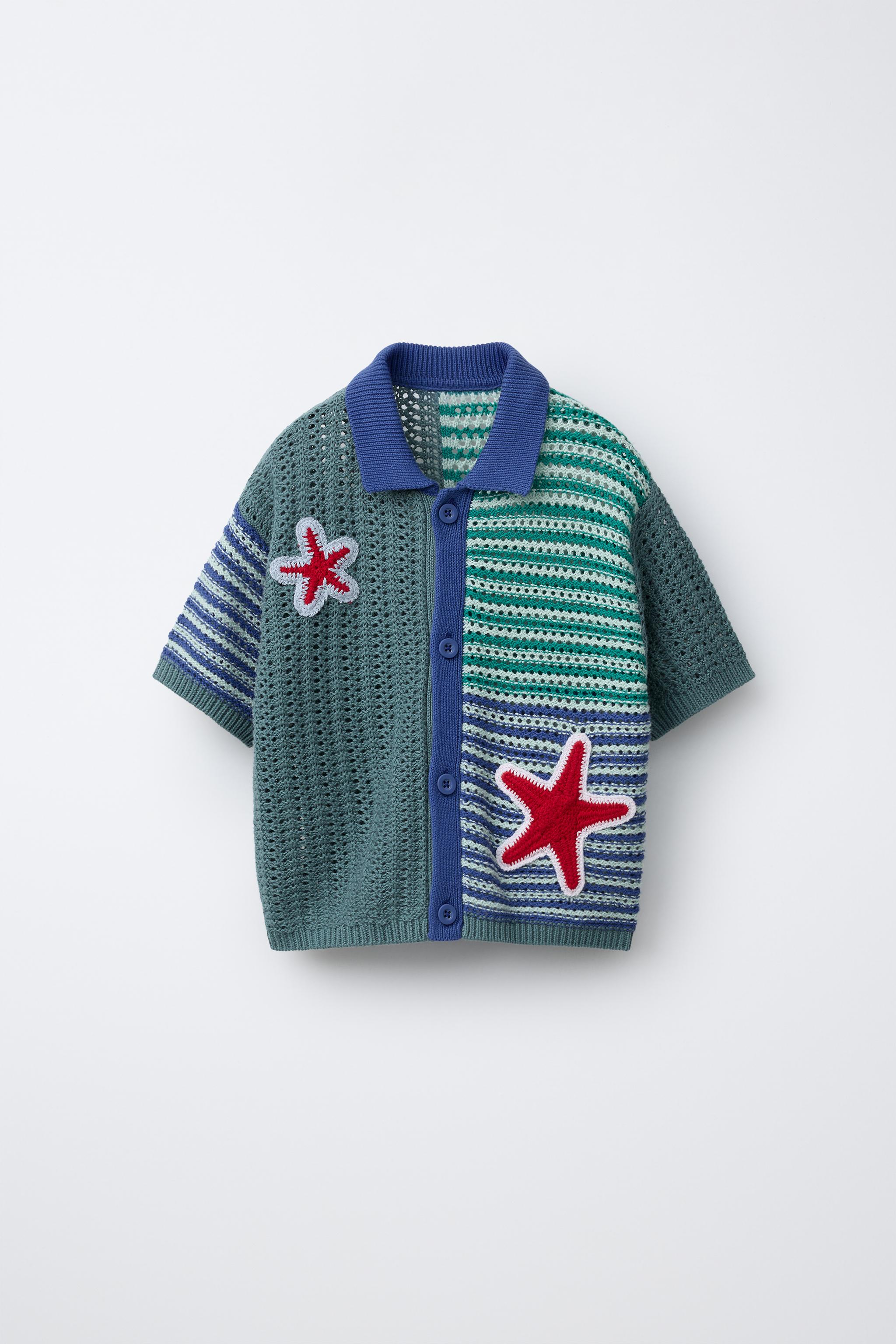 CHEMISE EN MAILLE CROCHET ÉTOILES