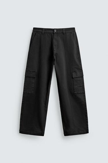 RELAXED FIT CARGO TROUSERS - Black by Zara