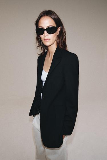 Zara ZW COLLECTION LIMITED EDITION SLIM WOOL BLAZER - Black