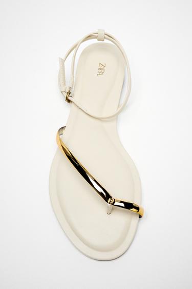 SANDÁLIA BAIXA COM DETALHES - Branco-cru da Zara