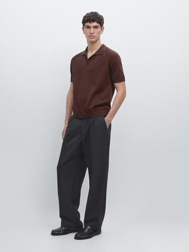 Polo punto maga corta algodón - Granate oscuro de Zara