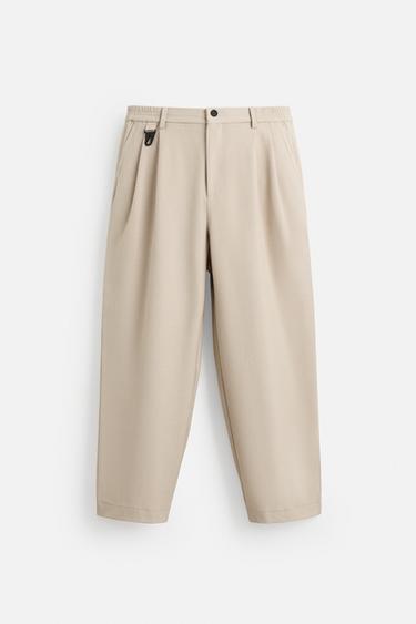 PANTALÓN WIDE FIT PLIEGUES - Visón de Zara
