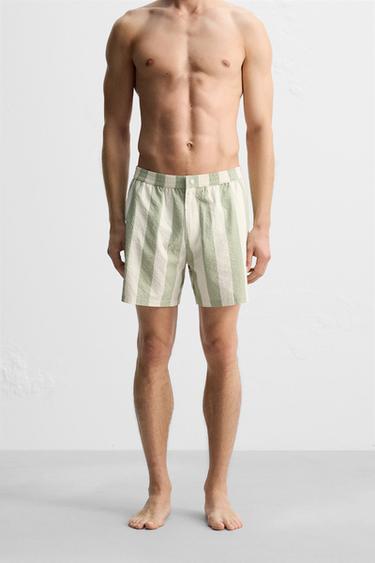 REGULAR STRIPED SWIMMING TRUNKS - Light khaki by Zara - Image 2