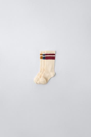 PACK TRES CALCETINES BANDAS - Beige de Zara