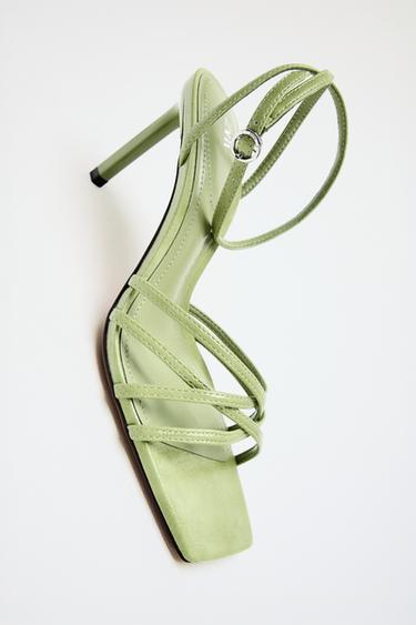 Zara MULTI-STRAP HEELED SANDALS - Green