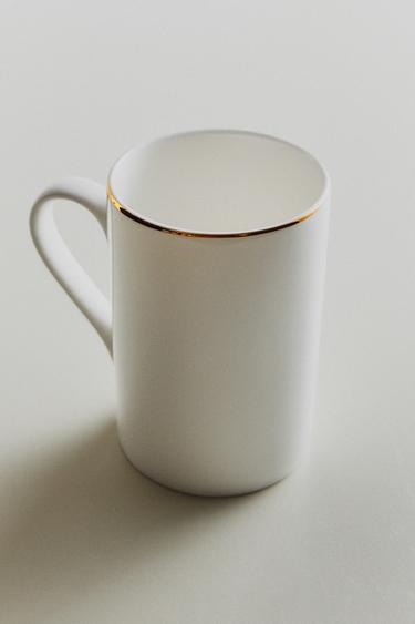 RIMMED BONE CHINA MUG - Gold by Zara - Image 5