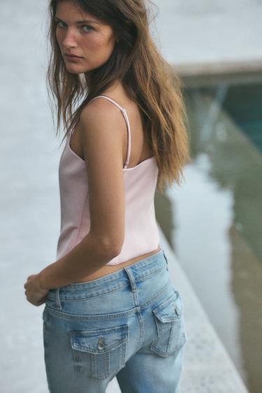 TOP STYLE CORSET SATINÉ - Rose craie de Zara - Image 2