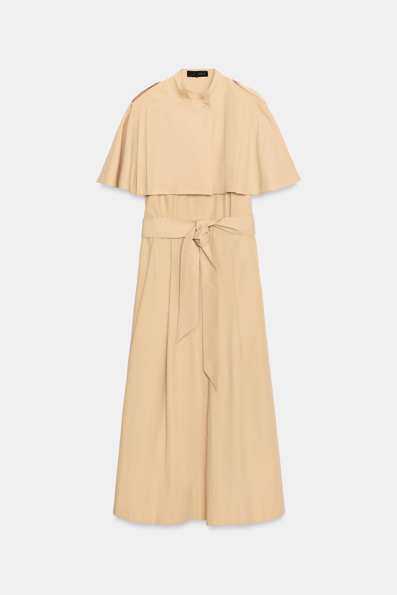 ZW COLLECTION CAPE SHIRT DRESS — taupe brown