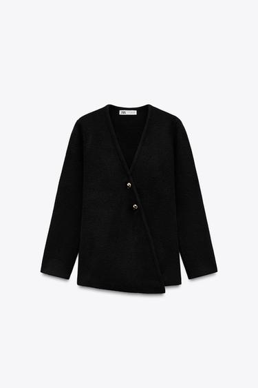 KNIT DOUBLE-BREASTED CARDIGAN - Black by Zara - Image 4
