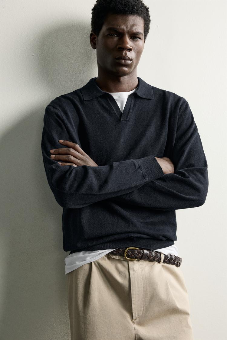 COTTON-BLEND REGULAR FIT KNIT POLO SHIRT