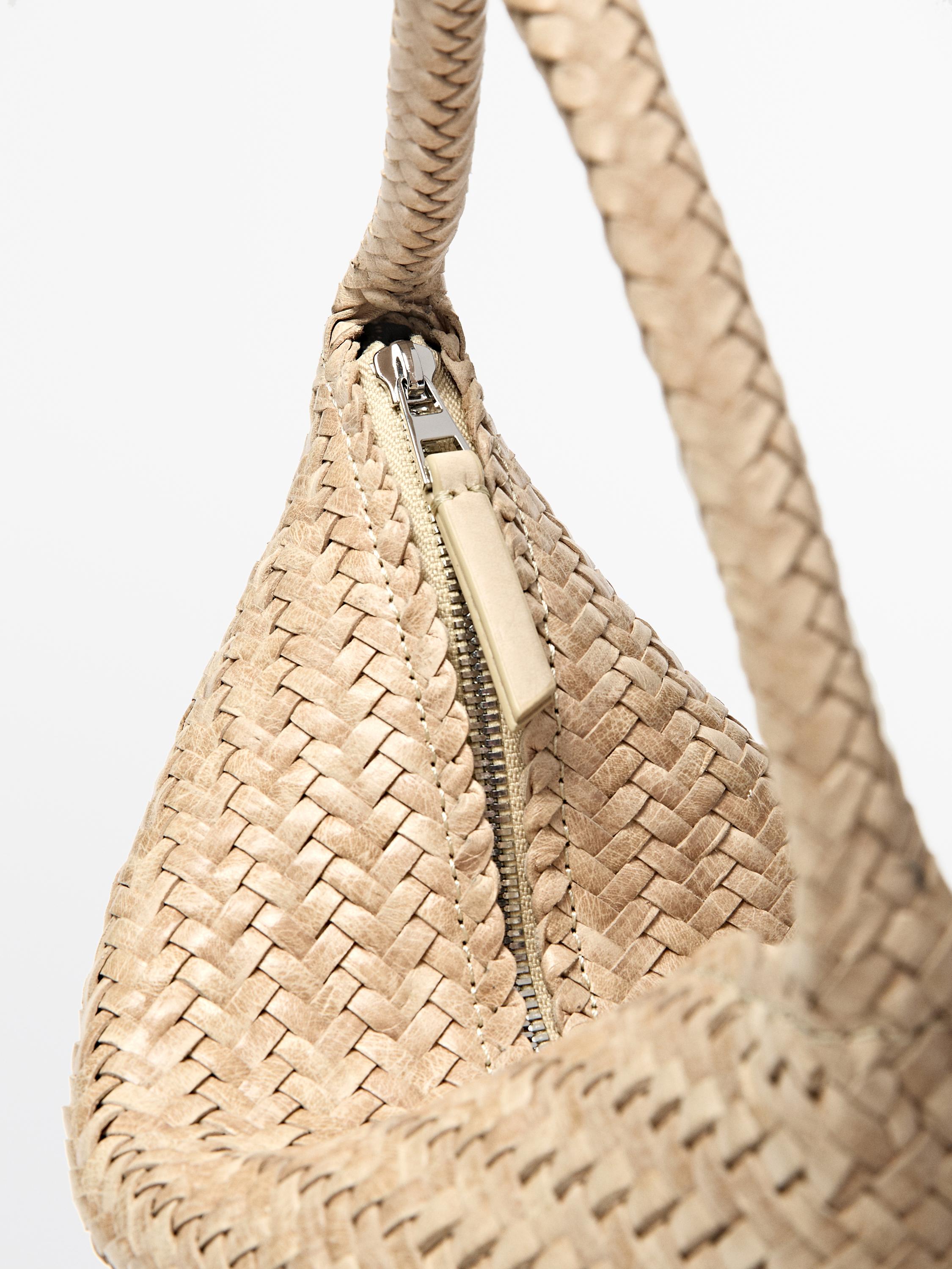Small braided leather shoulder bag
