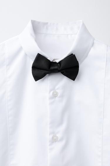 CHEMISE NŒUD PAPILLON EN SATIN DÉTACHABLE - Blanc de Zara - Image 3