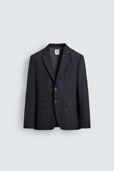 100% WOOL SUIT BLAZER - Navy blue by Zara