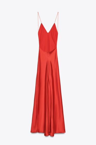OPEN BACK LONG SATIN DRESS - Bright red by Zara - Image 7
