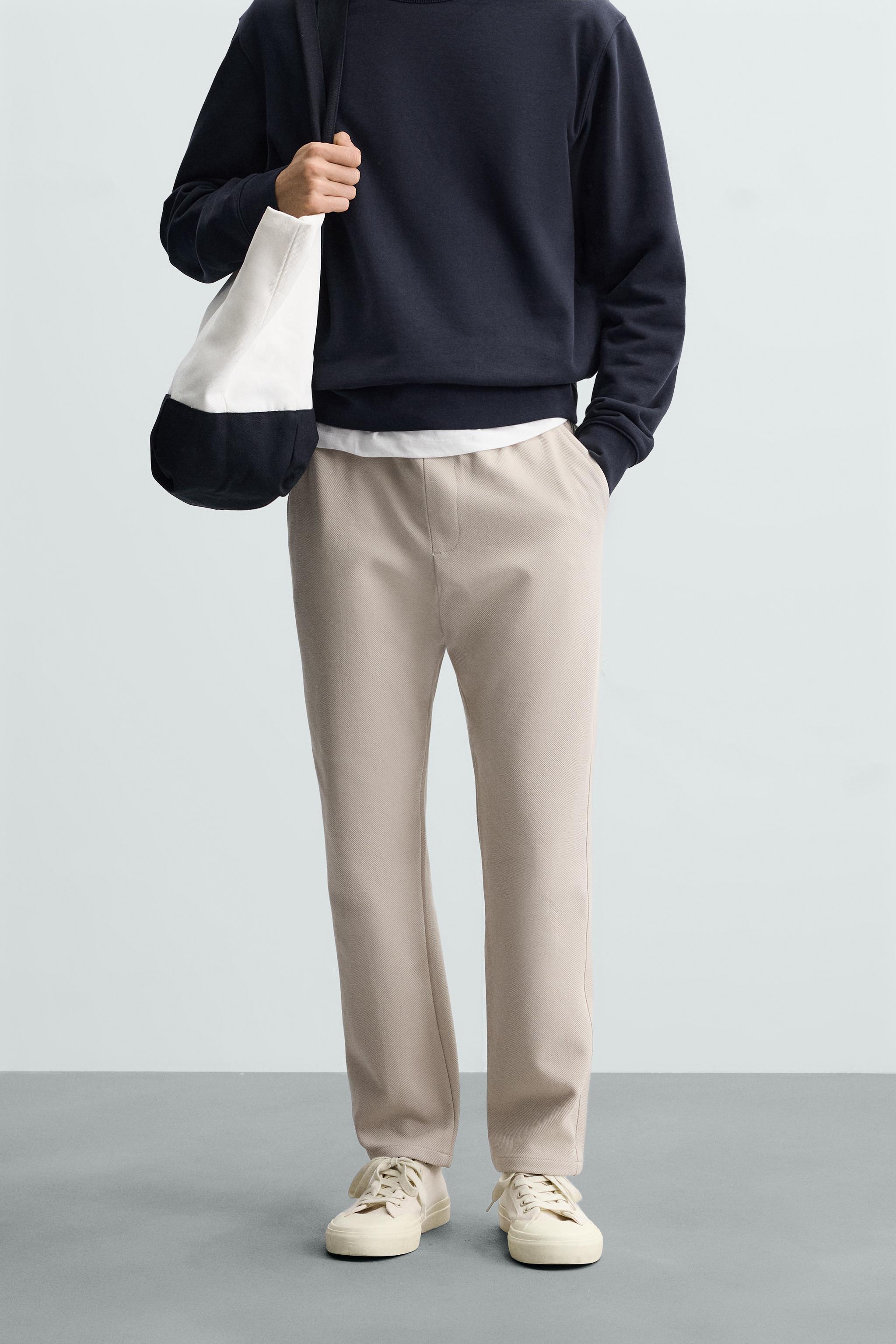 COMFORT FIT JOGGER WAIST TROUSERS - Oyster-white | ZARA