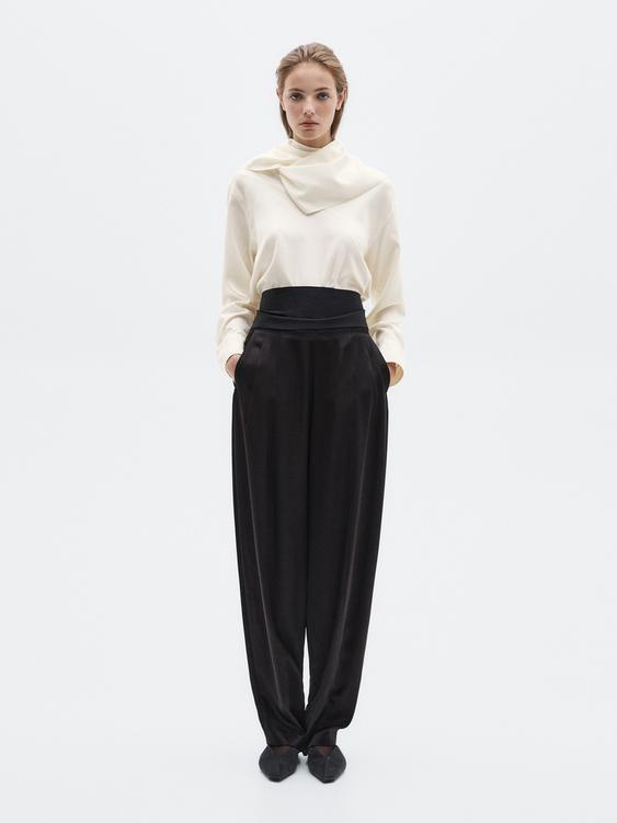 Silk blend blouse with tie detail - LIMITED