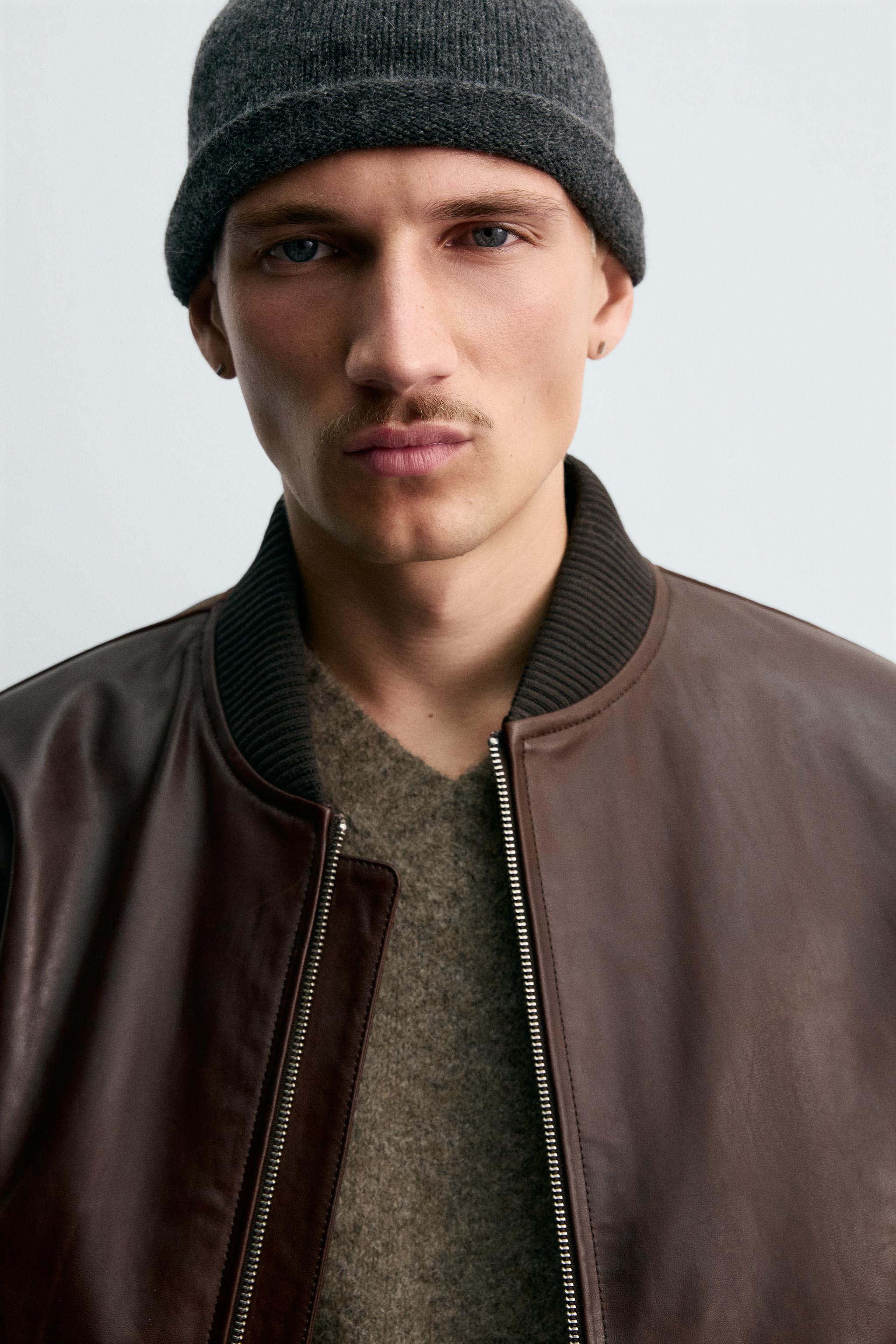 WAXED LEATHER BOMBER JACKET