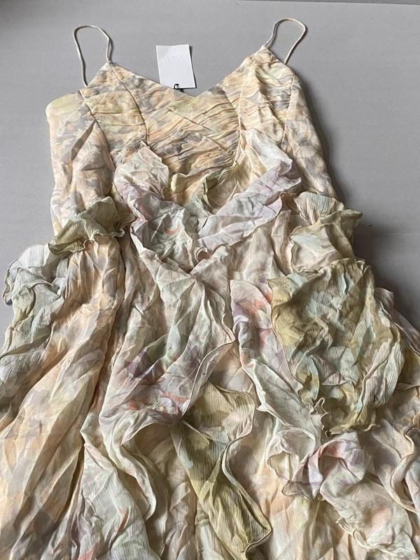 ZARA PREMIUM FASHION SUMMER SUNDRESS ASYMMETRIC RUFFLE DRESS XL - Image 4