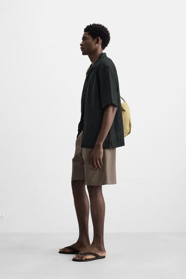 100% LINEN SHIRT - Black by Zara - Image 3
