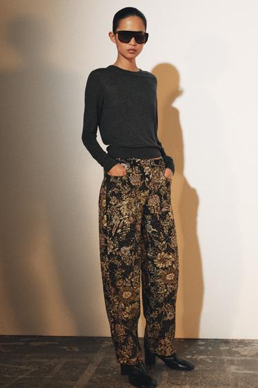 FLORAL BEADED PANTS ZW COLLECTION — Black 1