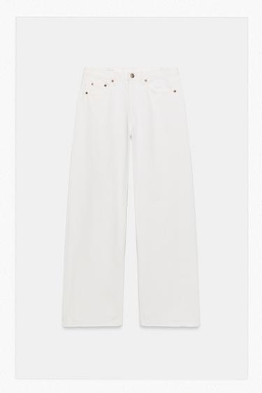 TRF MID-WAIST WIDE-LEG JEANS - Oyster-white by Zara