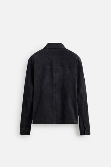 SUEDE LEATHER JACKET - Navy blue by Zara - Image 8