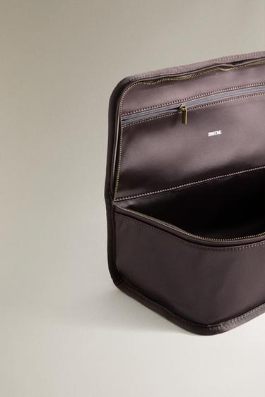 SATEEN OBJECT HOLDER WASH BAG - Chocolate Brown by Zara - Image 4