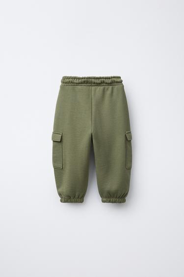 FLEECE CARGO JOGGERS - Green by Zara - Image 1