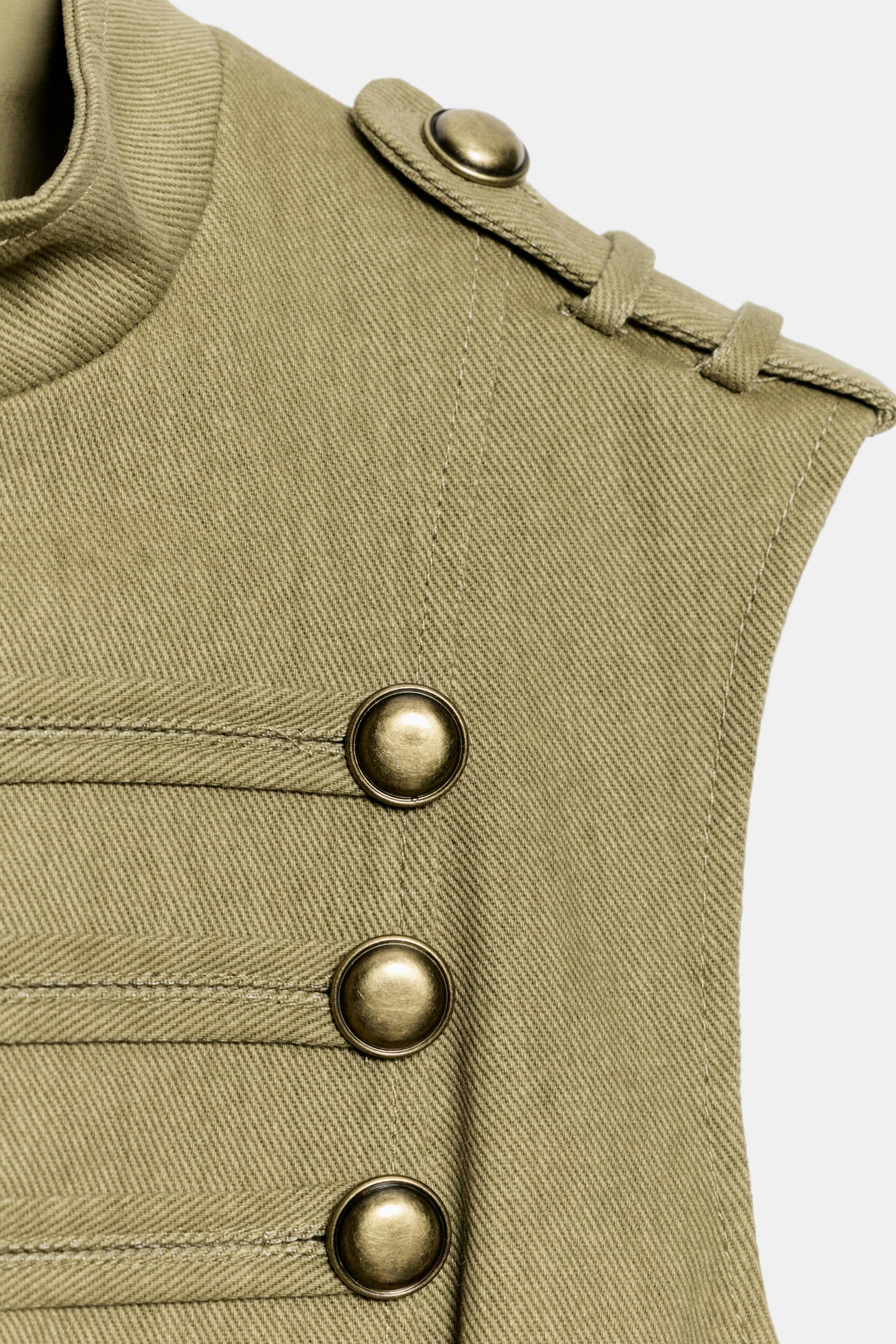 Женские жилеты Zara COTTON MINI-BUTTON VEST — фото 7