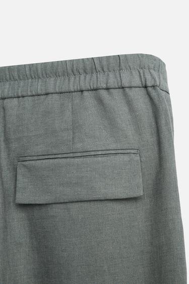 100% LINEN SUIT TROUSERS - washed green by Zara - Image 8