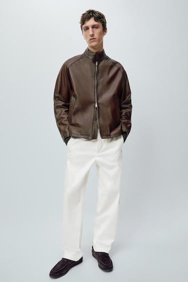 Zara Nappa leather high-neck jacket - Leather - Image 0