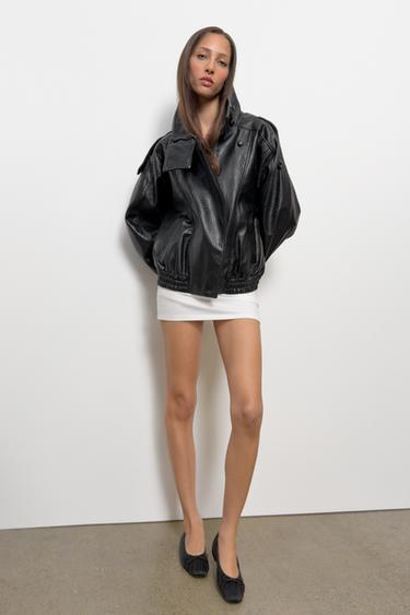 ÁO KHOÁC GIẢ DA - Màu đen từ Zara