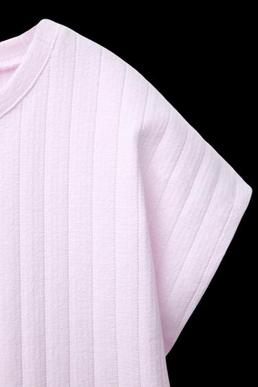 Zara SWISS EMBROIDERY JACQUARD T-SHIRT - Pink / Mauve
