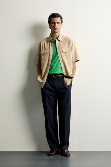 LYOCELL/COTTON REGULAR FIT SHIRT - camel by Zara - Image 0