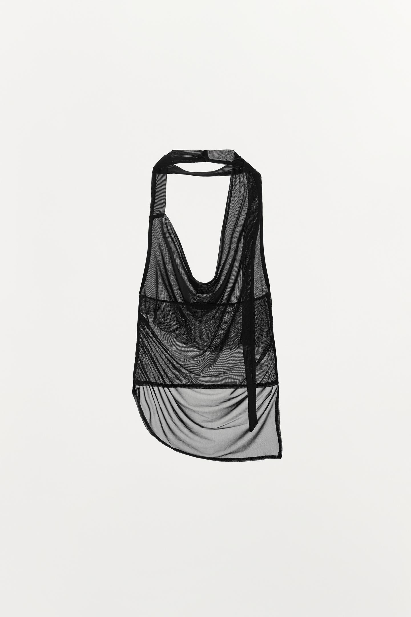 Женский топ Zara Tulle Halter Top, цвет: Чёрный — фото 7